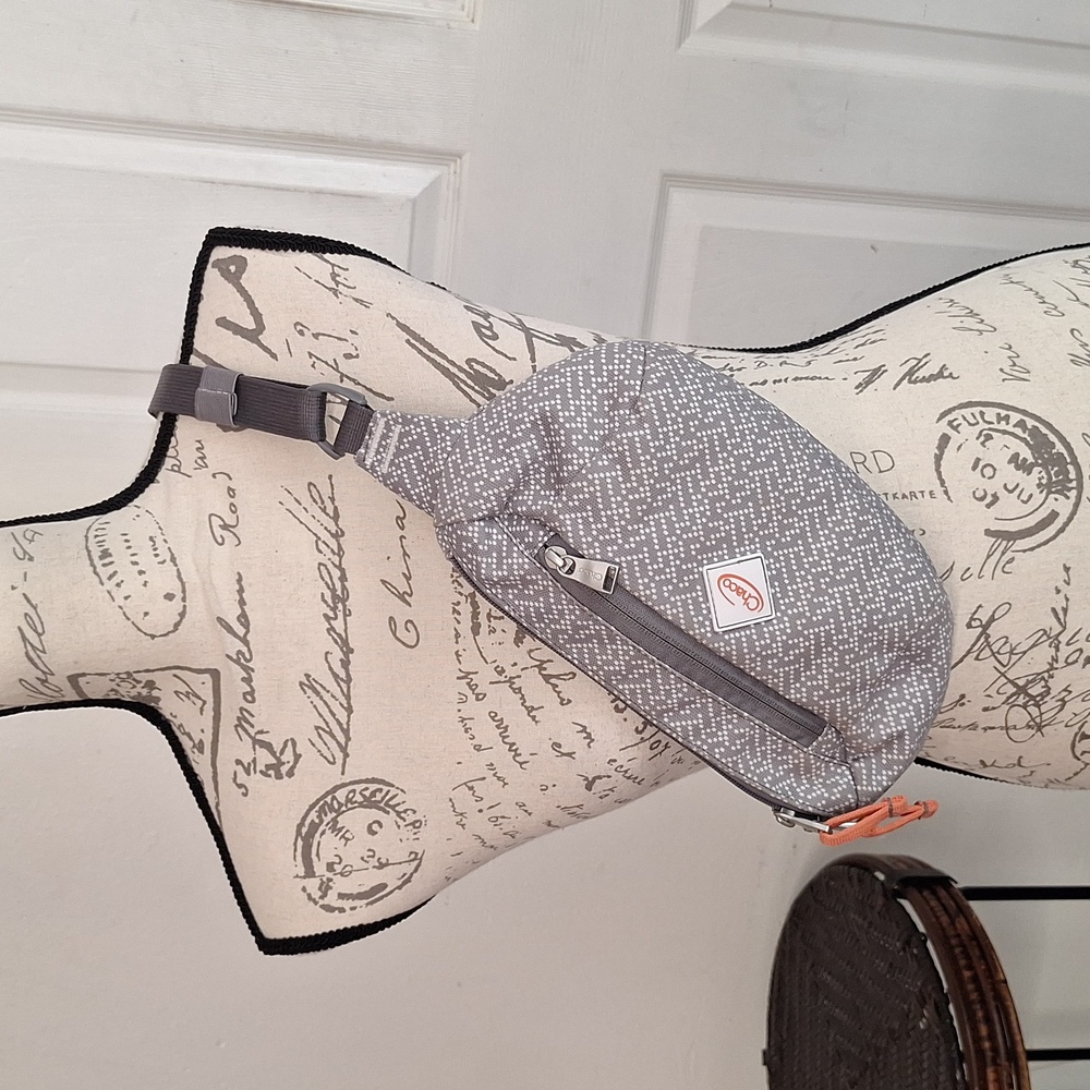 Chaco Gray Patterned Crossbody Sling Bag with Orange Zipper Pull